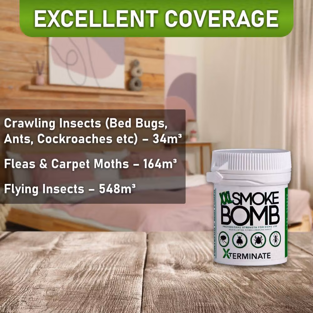 Xterminate XXL Smoke Bomb Insect Killer Fogger for Bed Bugs, White, 8 Pack – 3