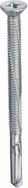 Unifix Silver Self Drill Cladding Screw, 100 Pack, Phillips Cross Recessed Countersunk, W: 5.5 mm, L: 80 mm