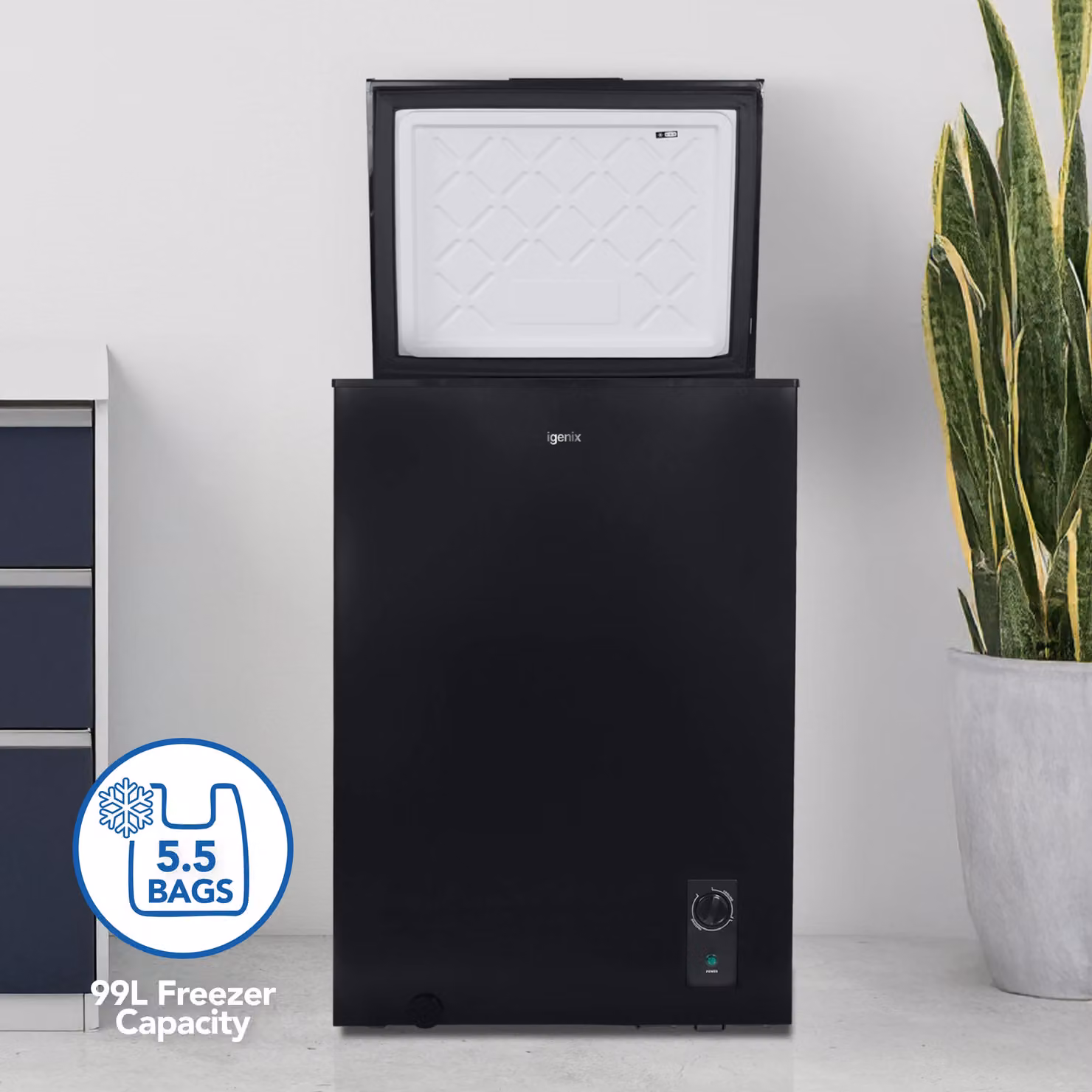 Igenix Freestanding 99L Chest Freezer in Black – 4