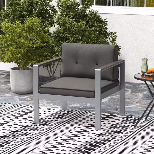 Costway Modern Single Garden Sofa Chair in Grey