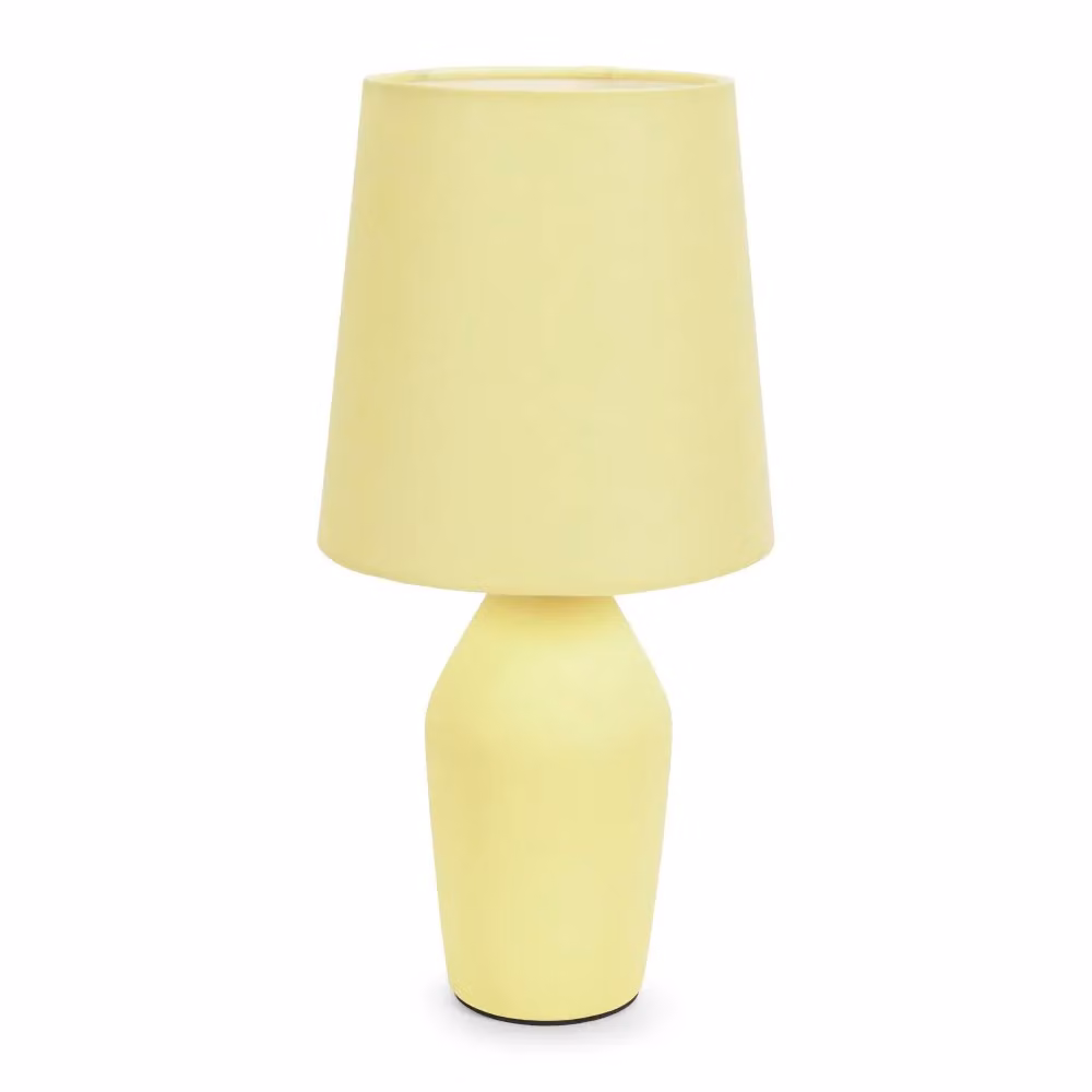 ValueLights Arlo Compact Ceramic Table Lamp with Yellow Fabric Shade – 2