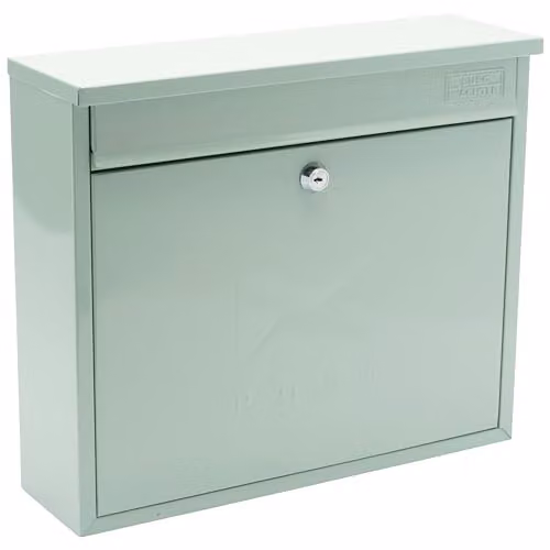 Burg-Wächter MB02CG Elegance Wall Mounted Lockable Weatherproof Post Box, Galvanised Steel, Green, W: 36 cm, H: 31 cm, D: 10 cm – 1