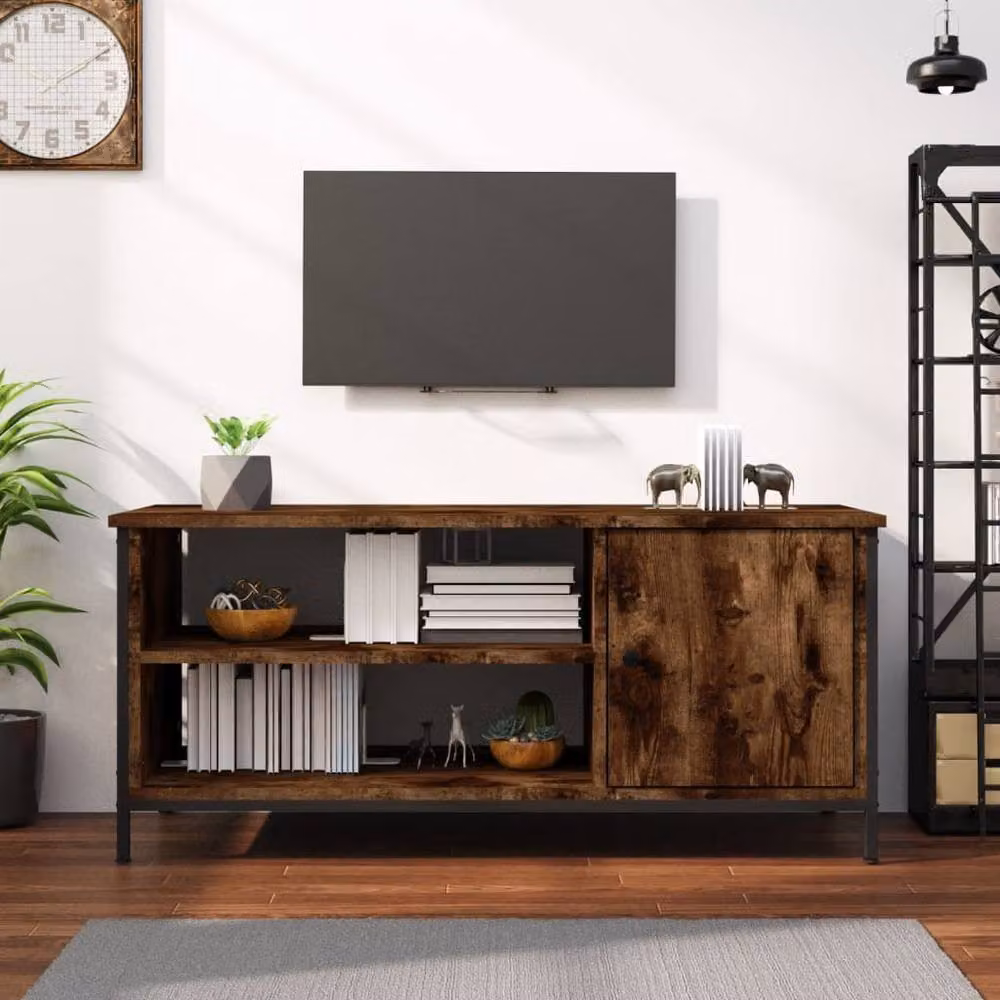 Berkfield Home Smoked Oak TV Cabinet in Brown, W/D/H: 100 x 40 x 45 cm – 2