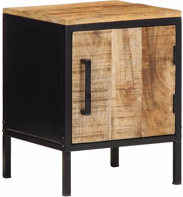 Berkfield Home Classic Mango Wood and Metal Bedside Cabinets, Set of 2, Brown and Black – 1