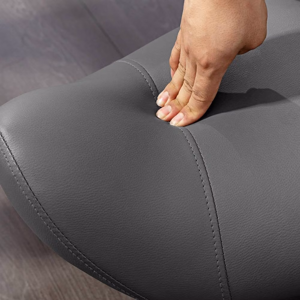 STILVORA Adjustable Rolling Beauty Stool in Grey with Synthetic Leather and Castors – 6