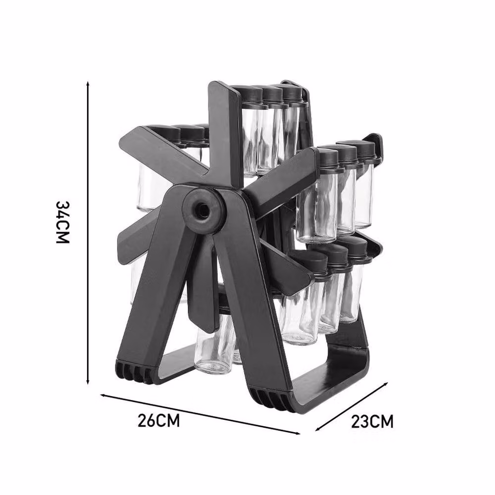 KORVIXA 18pc Rotating Ferris Wheel Spice Jar and Rack Set in Black – 2