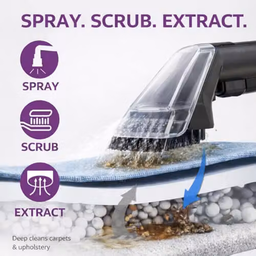 Vytronix SWASH450P Spot and Stain Cleaner in Grey and Purple, 450W Portable Washer for Carpets, Upholstery and Car Seats – 2