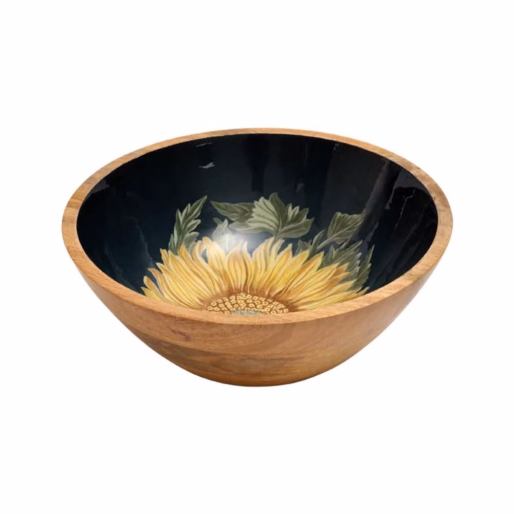 Dexam Blue and Multicolour Floral Wooden Salad Bowl – 2