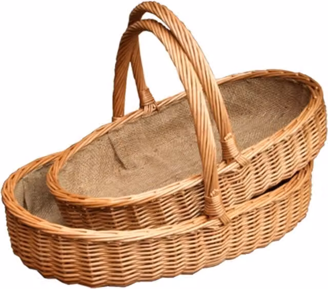 Set of 2 Red Wood and Rattan Garden Hampers in Brown