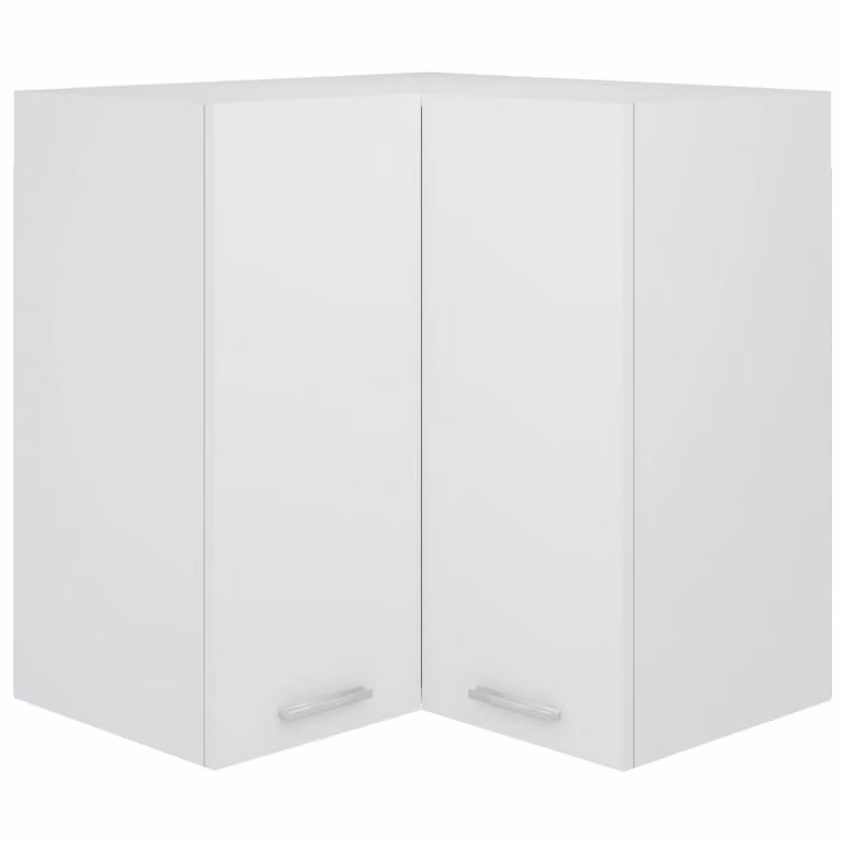 Berkfield Home White Wall Mounted Corner Kitchen Cabinet with Hinged Doors and Internal Shelves, W/D/H: 57 x 57 x 60 cm