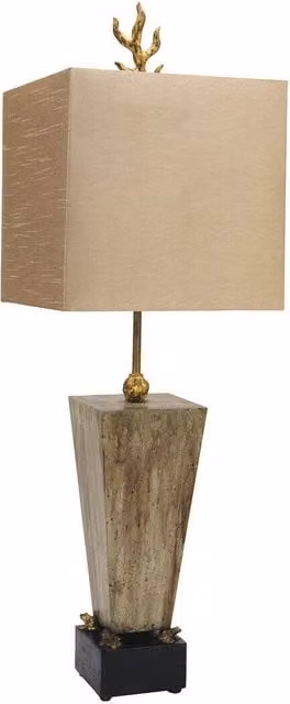 Loops Table Lamp in Brown and Gold with Fabric Shade and E27 LED Compatibility