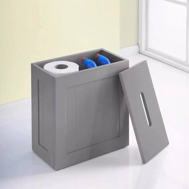 Kelvenix Grey Freestanding Modern Bathroom Storage Tidy Unit