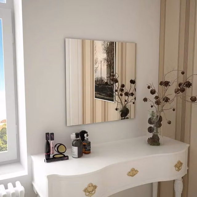 Berkfield Home Minimalist Square Glass Wall Mirror in Silver, W/H: 60 x 60 cm – 1