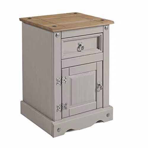 Mercers Furniture Corona Grey Waxed Medium Bedside Cabinet, Solid Pine Wood, H 64 cm x W 45 cm x D 35 cm – 2