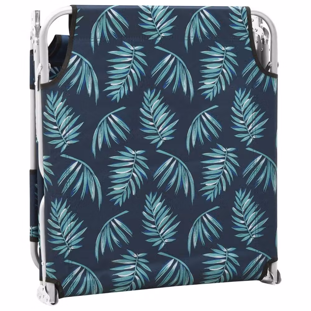 Berkfield Home Folding Sun Lounger with Adjustable Headrest and Head Cushion in Green Steel Leaves Print – 3