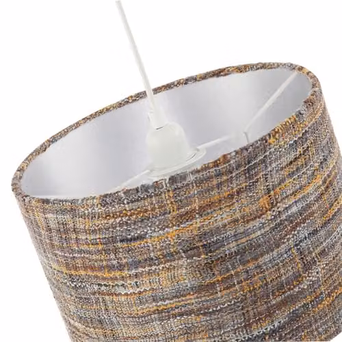 Happy Homewares Vintage Round Linen Fabric Lamp Shade in Mustard, Burgundy and Grey, W: 30 cm, H: 20 cm – 2