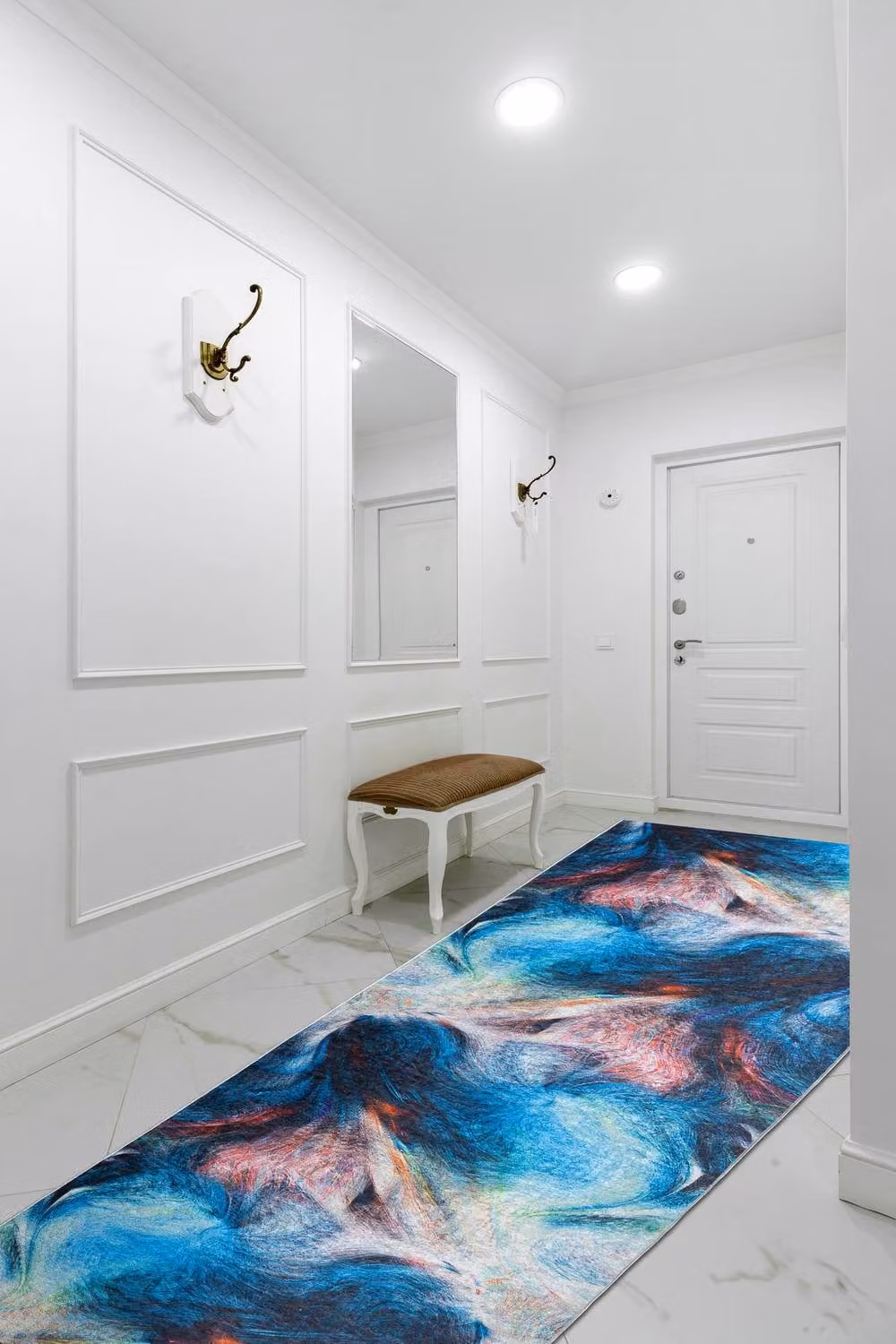 RugsX Anti-Slip Lotus Abstract Runner in Blue and Multicolour, W/D/H: 100 x 220 cm – 3