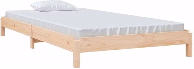 Berkfield Home Stack Bed in Natural Solid Wood Pine, W/D/H: 100 x 200 x 206.5 cm