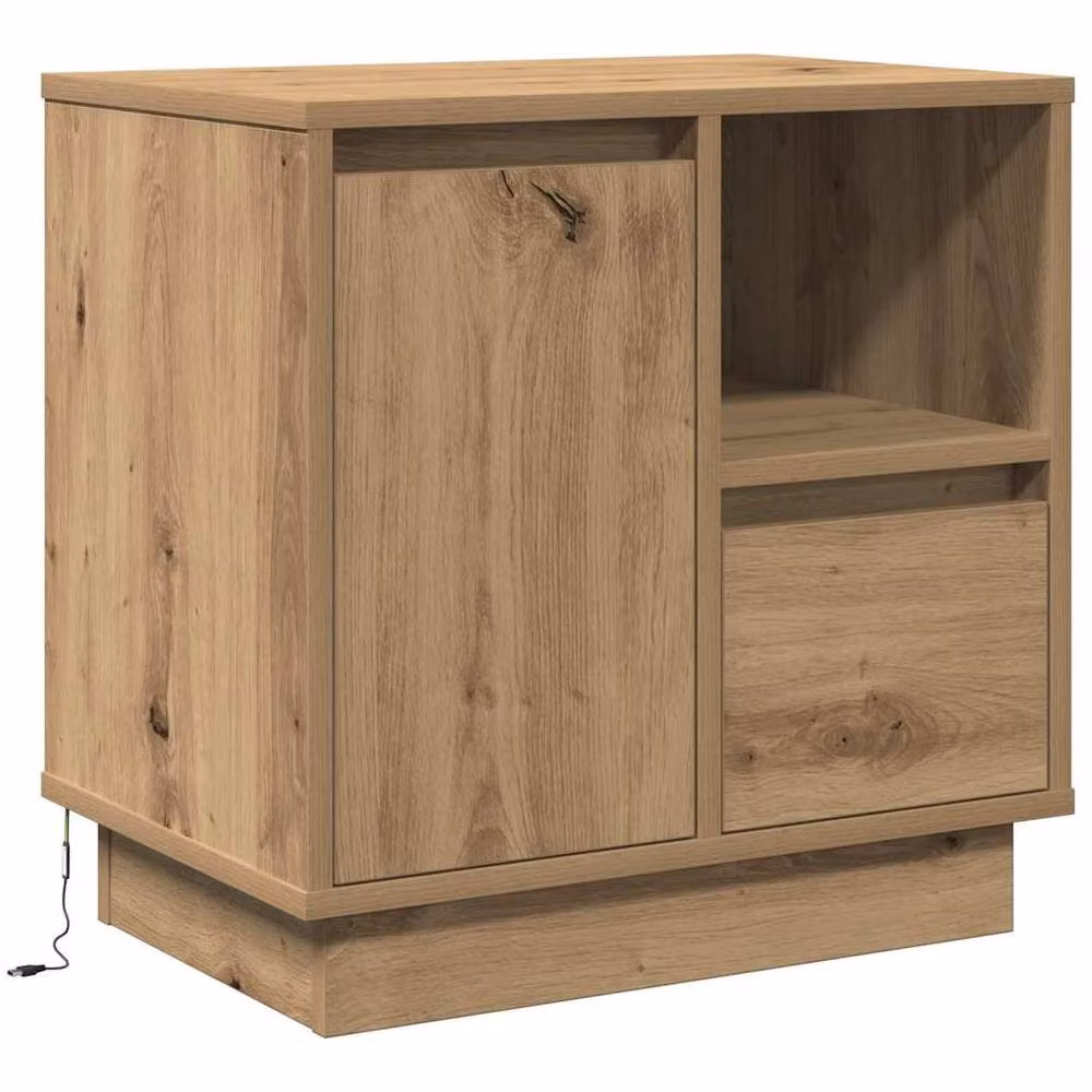 Berkfield Home Modern Bedside Cabinet with Integrated LED in Artisan Oak Brown, W/D/H: 50 x 34.5 x 50 cm – 2