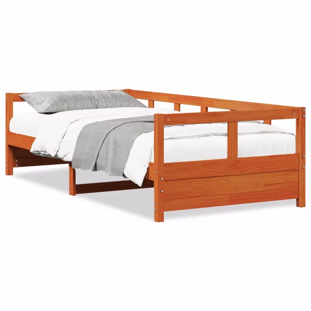 Berkfield Home Wax Brown Solid Wood Pine Daybed without Mattress W/D/H: 200 x 80 x 80 cm – 2