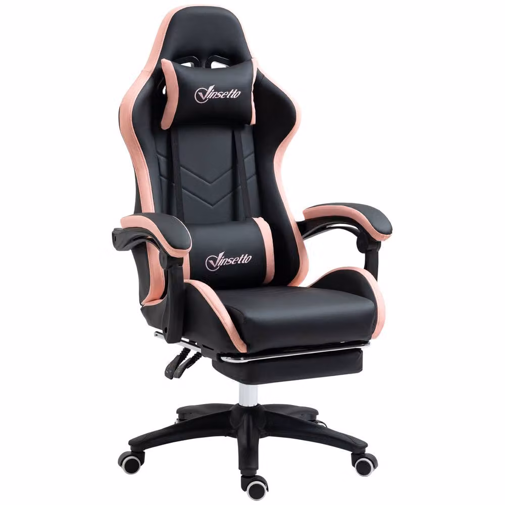 Rolipo Black PU Leather Gaming Chair with Headrest, Footrest and 360 Degree Swivel – 2