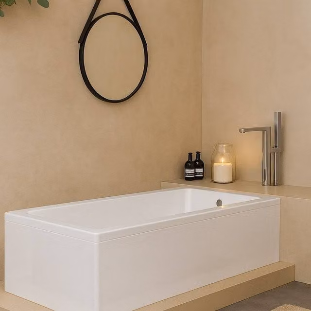 Bathroom Kingdom Portofino White Single Ended Square Built-in Acrylic Bath