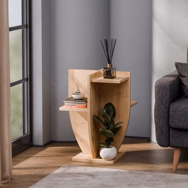 Decorotika Modern Wood Plant Stand in Brown or White, H: 62 cm, W: 49 cm, D: 49 cm