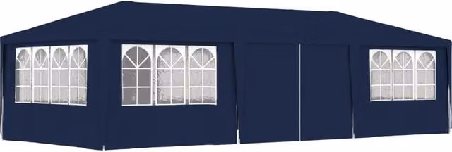 Berkfield Home Professional Party Tent with Side Walls and Windows, Blue, W/D/H: 9 x 4 m – 1