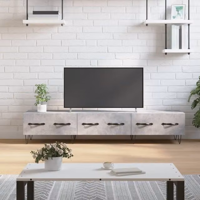 Berkfield Home Industrial TV Cabinet in Concrete Grey, W/D/H: 150 x 36 x 30 cm – 1