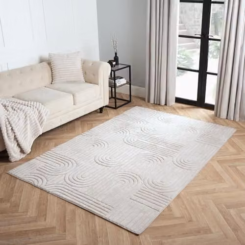 OHS Hand Tufted Modern Geometric Arch Runner Rug in Beige, W/D/H: 66 x 200 cm – 1
