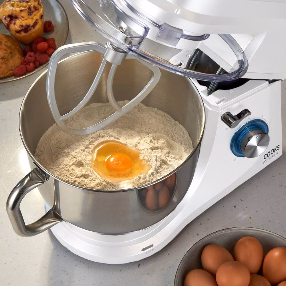 Cooks Professional Stand Mixer 1200W with 6 Speeds, Pulse Function and 7L Mixing Bowl in White – 2