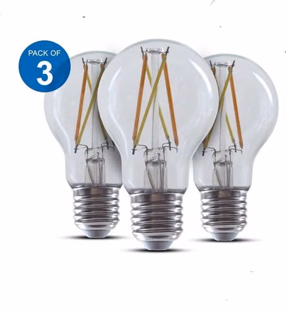 Ener-J Smart WiFi LED Filament A60 Vintage Bulb 3 Pack, E27, 8.5W, CCT Dimmable, White/Transparent