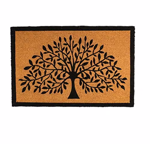 Nicola Spring Tree of Life Coir Door Mat, Brown and Multicolour, W: 90 cm, D: 60 cm