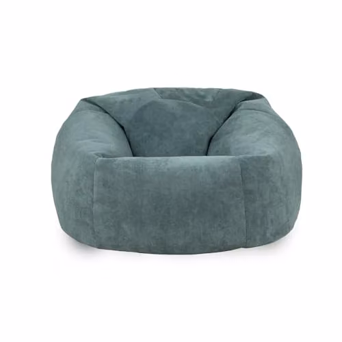 rucomfy Velora Classic Adult Bean Bag Chair in Blue or Green Velvet Microfibre Fabric with Removable Cover – 1