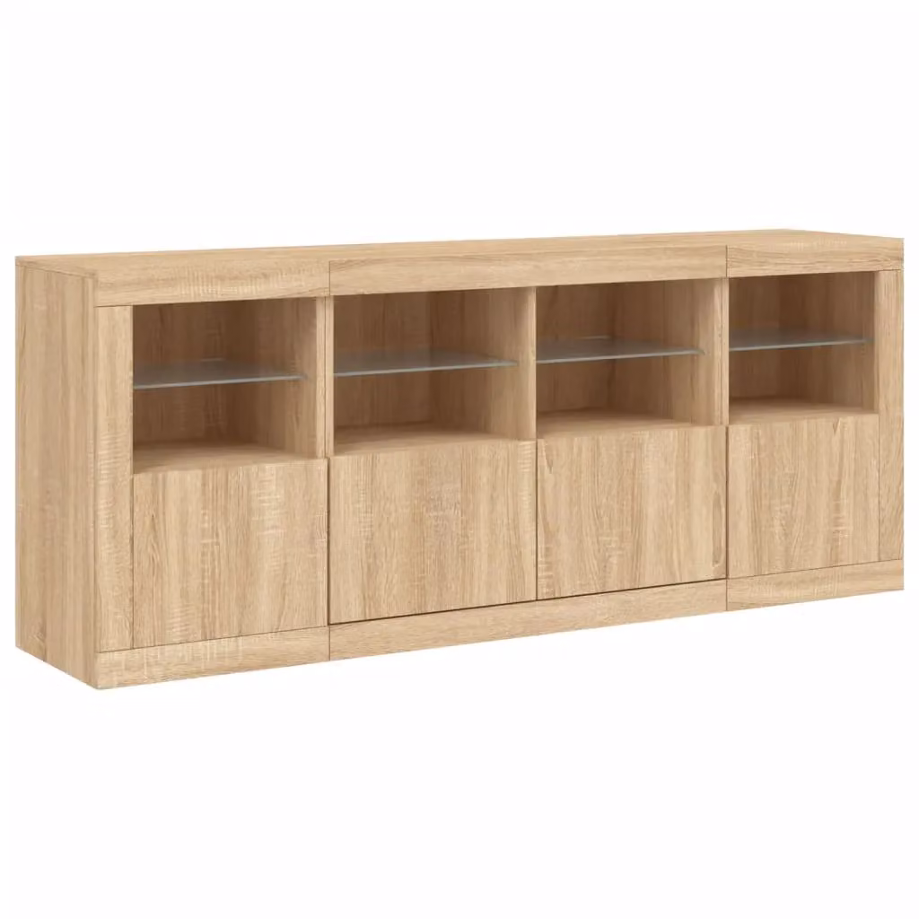 Berkfield Home Modern Sideboard with Integrated LED Lights in Sonoma Oak Brown, W/D/H: 163 x 37 x 67 cm – 4