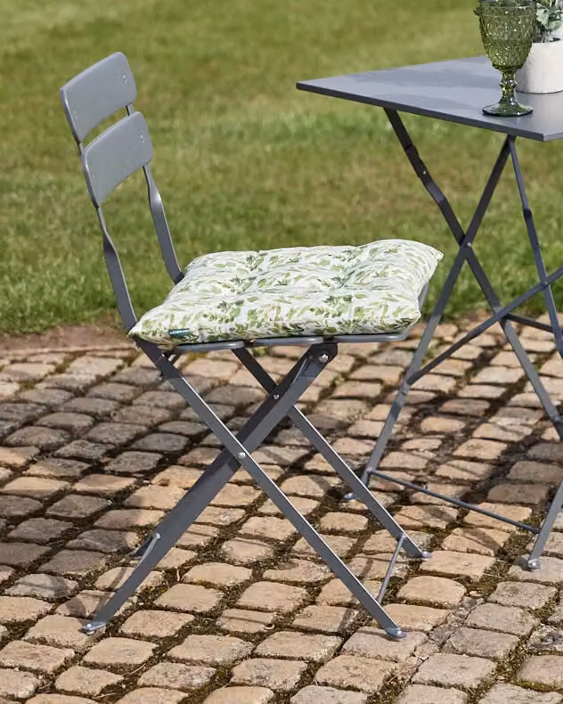 Dibor Set of 4 Green Leaf Print Cotton Outdoor Garden Chair Seat Pad Cushions, W: 40 cm x D: 40 cm x H: 40 cm – 3
