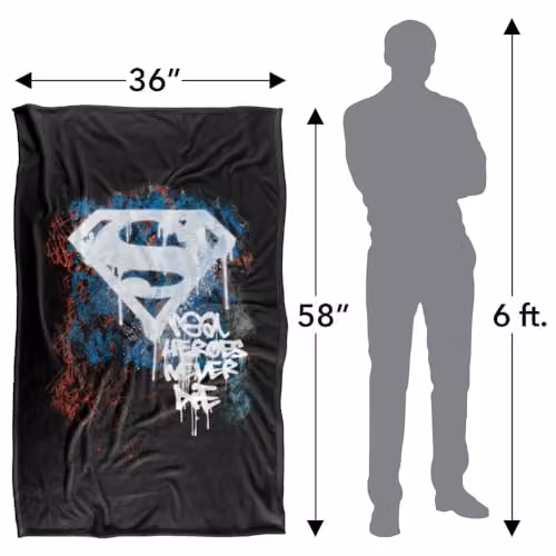 Warner Bros. Superman Real Heroes Never Die Super Soft Fleece Throw Blanket, Multicolour, W: 91 cm, D: 147 cm – 4