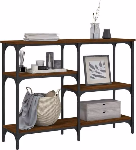 Berkfield Home Decorative Console Table in Brown Oak, W/D/H: 102 x 29 x 75 cm – 1