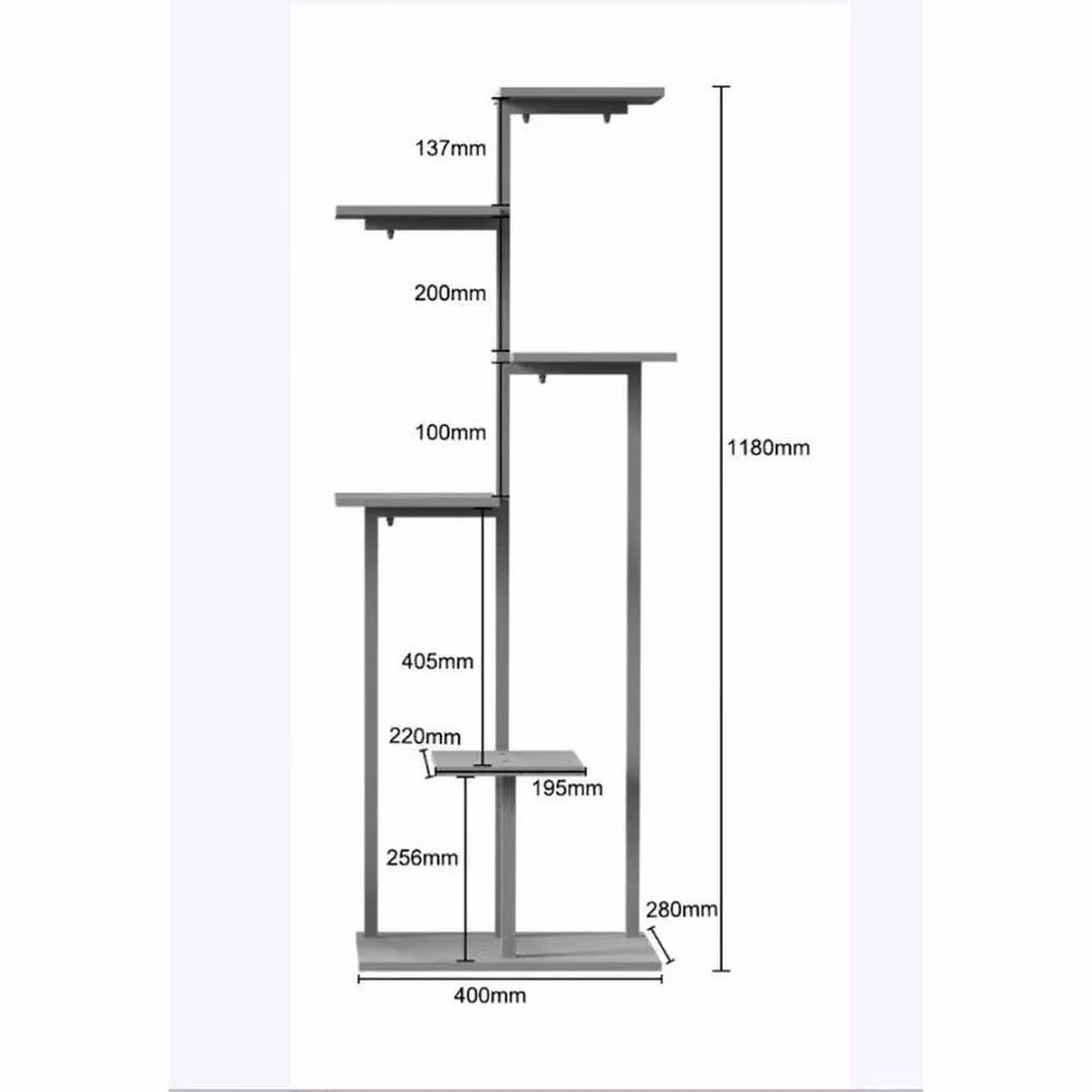 EONLION 6 Tier Tall Wood and Metal Plant Stand in Matt Black – 2