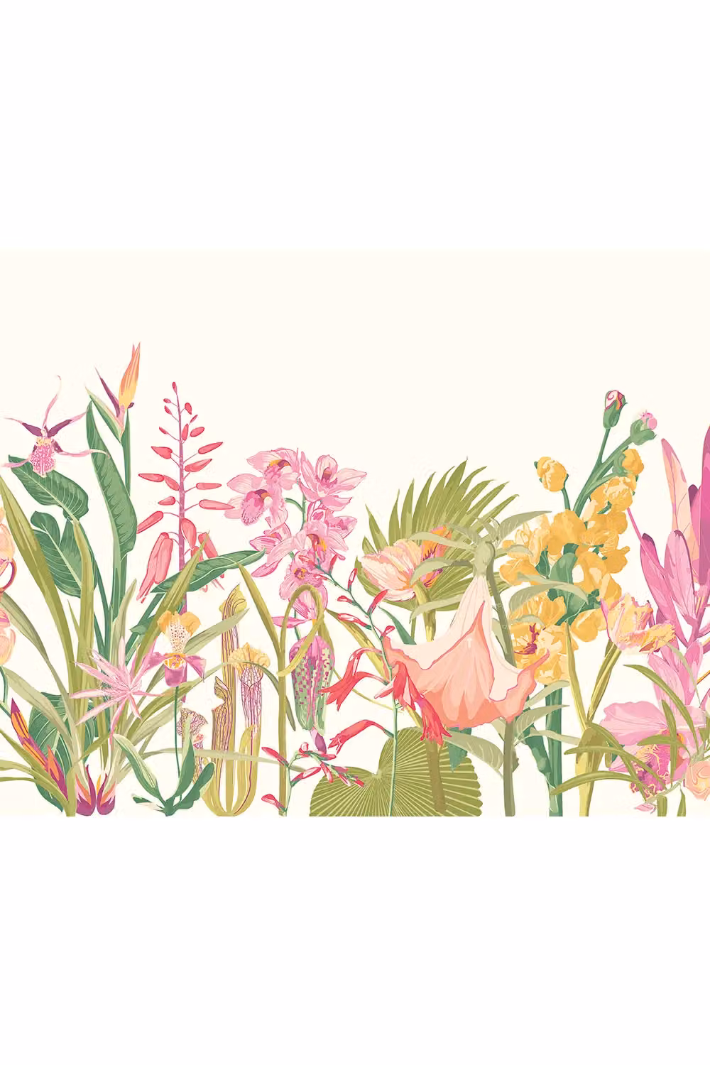 Origin Murals Tropical Foliage Pink Floral Wall Mural, W: 350 cm, H: 280 cm – 2