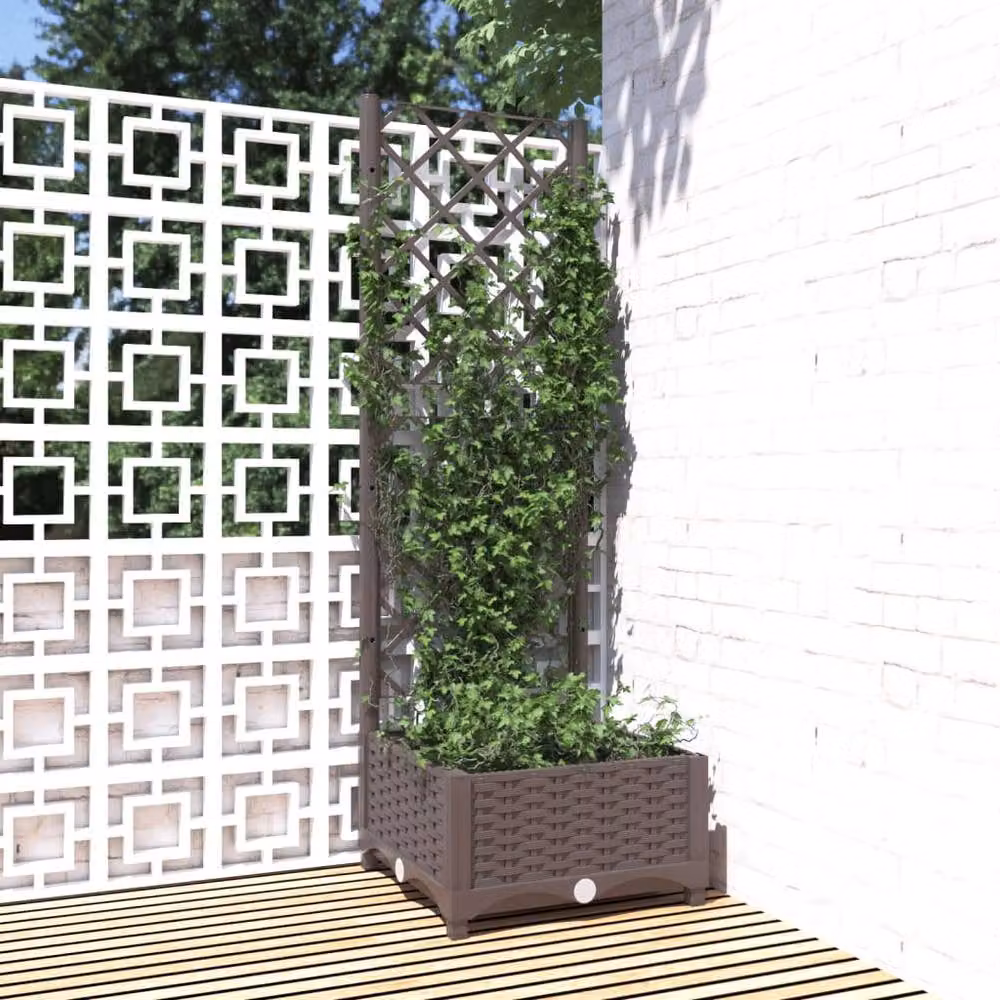 Berkfield Home Garden Planter with Trellis, Brown, H x W x D: 121.5 x 40 x 40 cm – 2