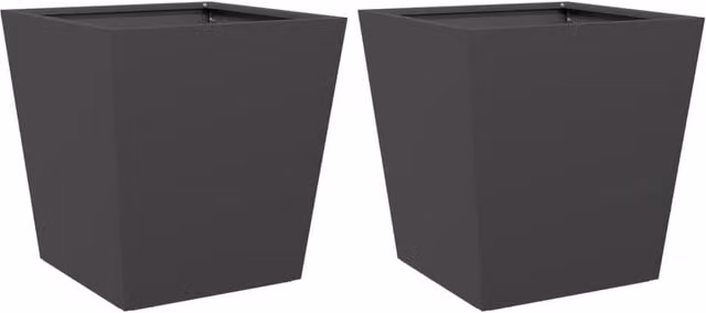 Berkfield Home Steel Garden Planter Tubs, Black, 2 Pack, W/D/H: 40 x 40 x 40 cm