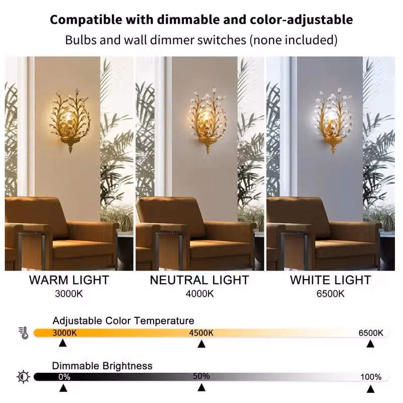 Garwarm Crystal Steel Flush Mounted Sconce in Gold/Brass – 4