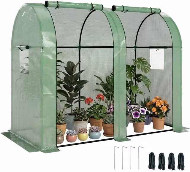 FLAVORA Green Roll-Up Door Tomato Greenhouse with Plastic Windows, 0.6 m2