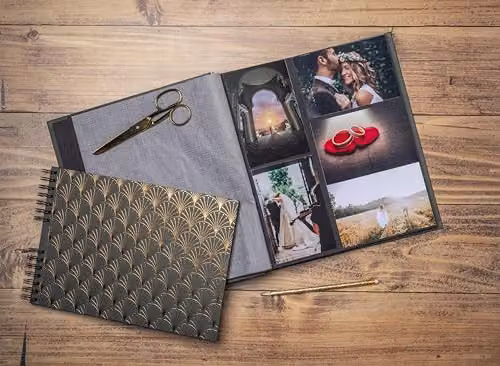 Exacompta Neodeco Photo Album Book, Black and Gold, 300 Photos, 60 Pages, W: 29 cm, H: 32 cm – 4