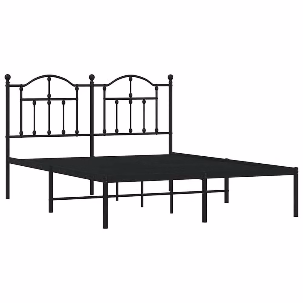 Berkfield Home Metal Bed Frame with Headboard, Black, W/D/H: 140 x 190 cm – 2