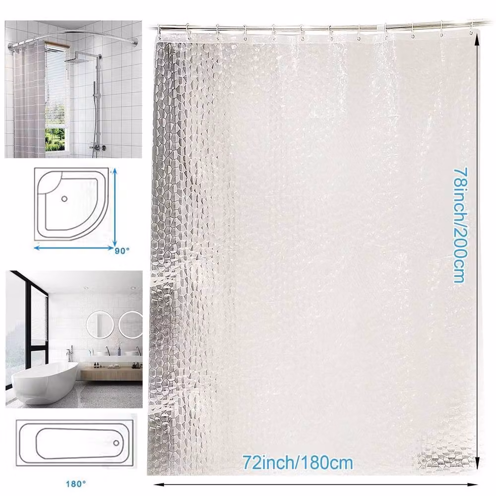 EONLION Waterproof Heavy Duty EVA Shower Curtain in Transparent – 2