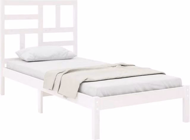 Berkfield Home Beautiful White Solid Pine Wood Bed Frame W/D/H: 90 x 200 cm – 1