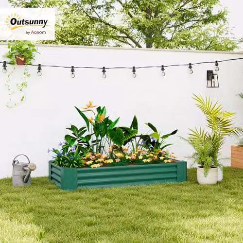 Outsunny Galvanised Steel Raised Garden Bed, Green, W/D/H: 180 x 90 x 30 cm – 2