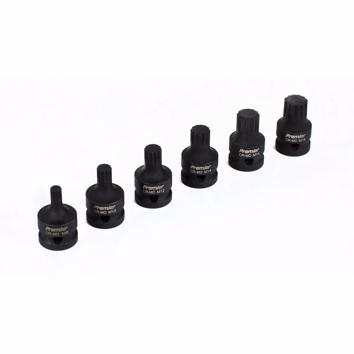 Loops 6 Piece Impact Spline Socket Bit Set, 1/2 inch Square Drive, Black Chromoly Steel – 3